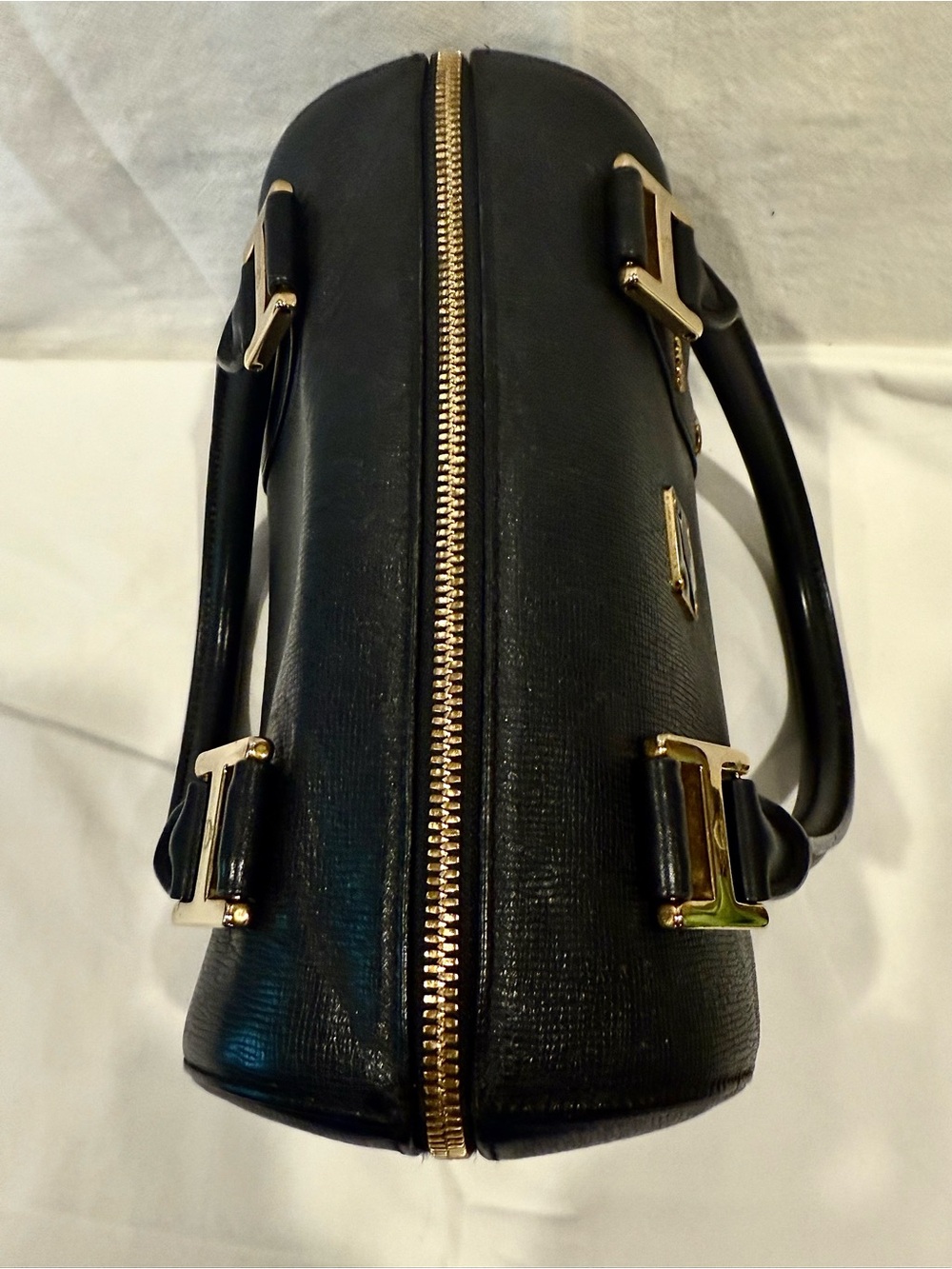 MCM Black Saffiano Textured Leather Boston Bag with Gold Hardware - Picture 6 of 10